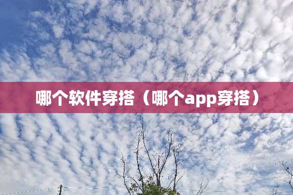 哪个软件穿搭（哪个app穿搭）