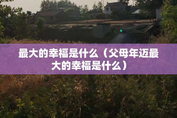 最大的幸福是什么（父母年迈最大的幸福是什么）