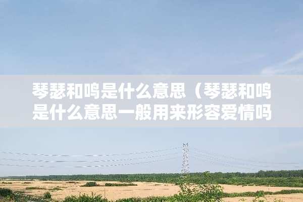 琴瑟和鸣是什么意思（琴瑟和鸣是什么意思一般用来形容爱情吗）