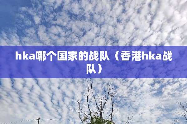 hka哪个国家的战队（香港hka战队）