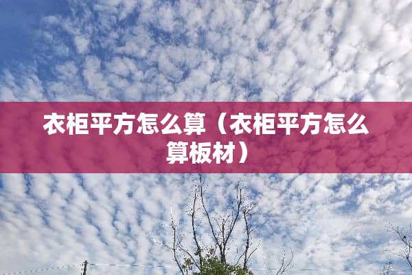 衣柜平方怎么算（衣柜平方怎么算板材）