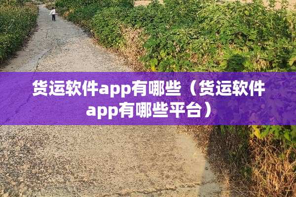 货运软件app有哪些（货运软件app有哪些平台）