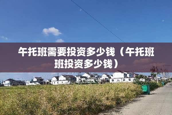 午托班需要投资多少钱（午托班班投资多少钱）