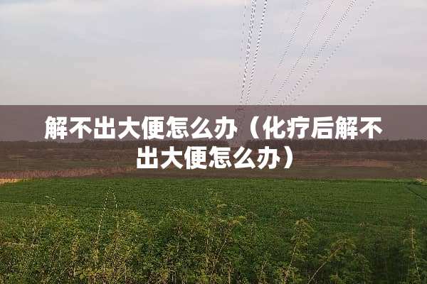解不出大便怎么办（化疗后解不出大便怎么办）