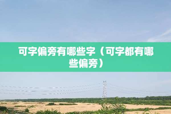 可字偏旁有哪些字（可字都有哪些偏旁）
