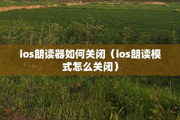 ios朗读器如何关闭（ios朗读模式怎么关闭）