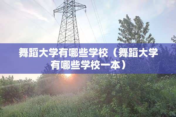 舞蹈大学有哪些学校（舞蹈大学有哪些学校一本）