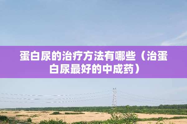 蛋白尿的治疗方法有哪些（治蛋白尿最好的中成药）
