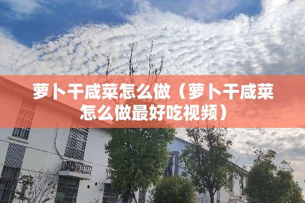 萝卜干咸菜怎么做（萝卜干咸菜怎么做最好吃视频）