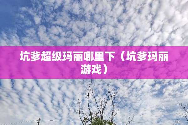 坑爹超级玛丽哪里下（坑爹玛丽游戏）