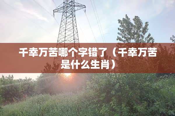 千幸万苦哪个字错了（千幸万苦是什么生肖）