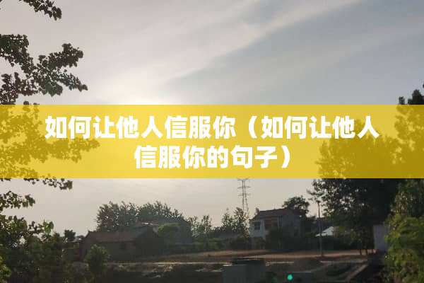 如何让他人信服你（如何让他人信服你的句子）
