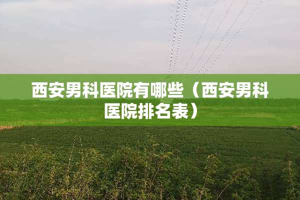 西安男科医院有哪些（西安男科医院排名表）