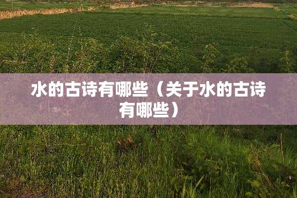 水的古诗有哪些（关于水的古诗有哪些）