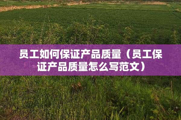 员工如何保证产品质量（员工保证产品质量怎么写范文）