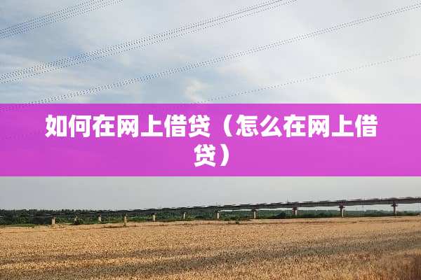 如何在网上借贷（怎么在网上借贷）