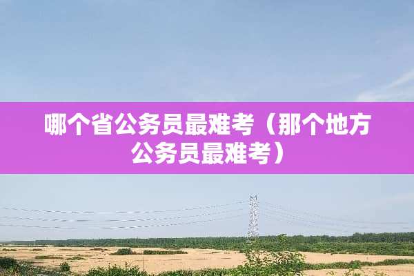 哪个省公务员最难考（那个地方公务员最难考）