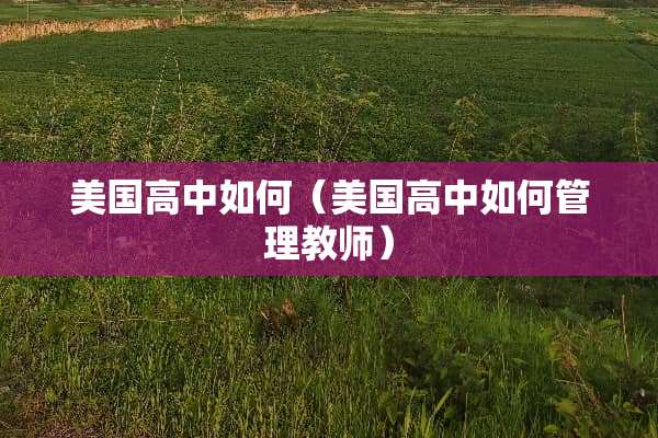 美国高中如何（美国高中如何管理教师）