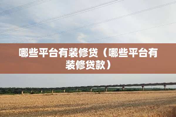 哪些平台有装修贷（哪些平台有装修贷款）