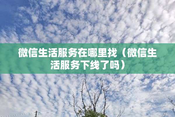 微信生活服务在***（微信生活服务下线了吗）