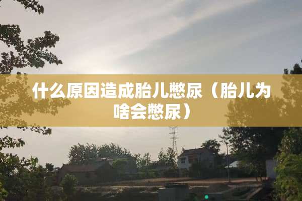 什么原因造成胎儿憋尿（胎儿为啥会憋尿）