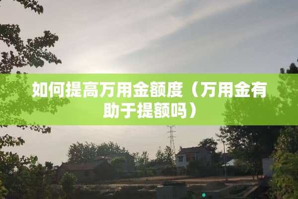 如何提高万用金额度（万用金有助于提额吗）