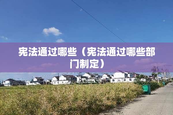宪法通过哪些（宪法通过哪些部门制定）