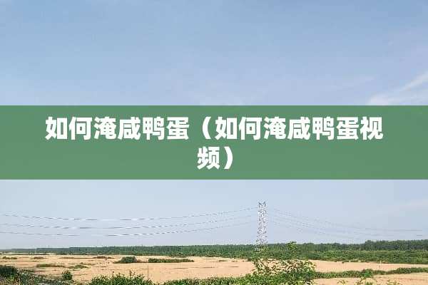 如何淹咸鸭蛋（如何淹咸鸭蛋视频）