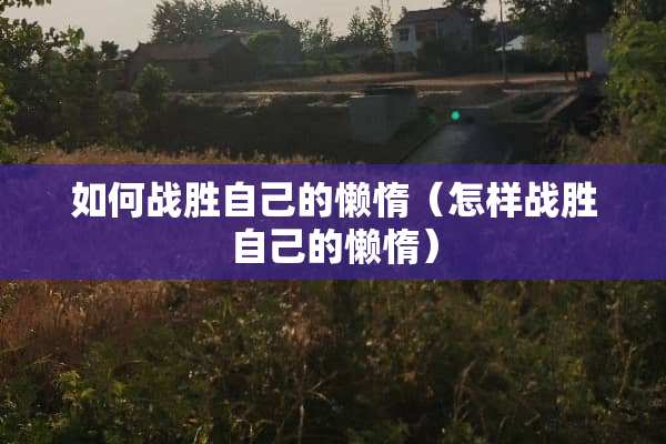 如何战胜自己的懒惰（怎样战胜自己的懒惰）