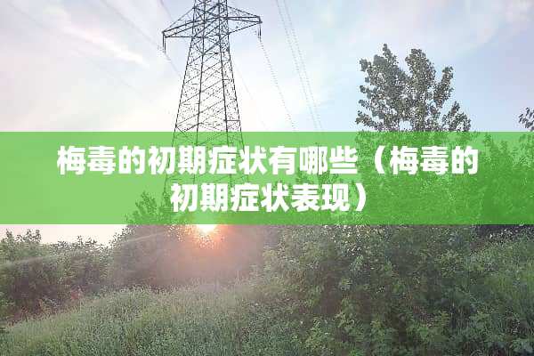 梅毒的初期症状有哪些（梅毒的初期症状表现）