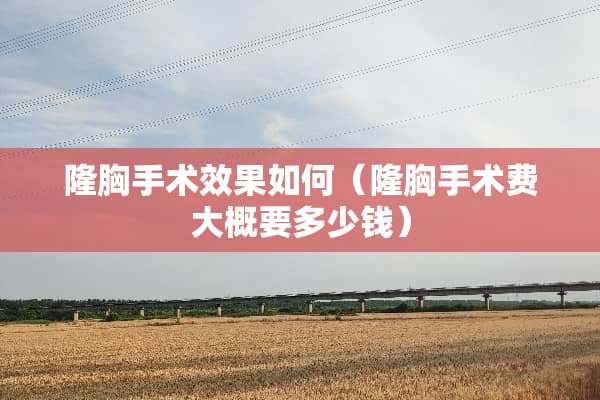 隆胸手术效果如何（隆胸手术费大概要多少钱）