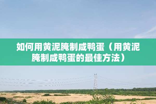 如何用黄泥腌制咸鸭蛋（用黄泥腌制咸鸭蛋的最佳方法）