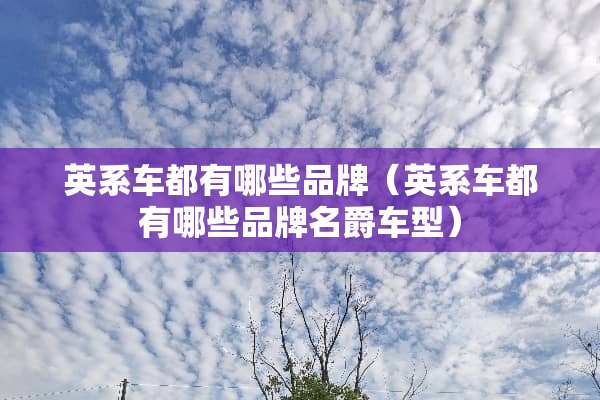 英系车都有哪些品牌（英系车都有哪些品牌名爵车型）