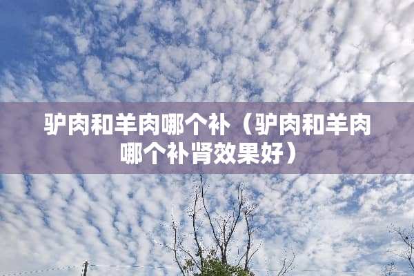 驴肉和羊肉哪个补（驴肉和羊肉哪个补肾效果好）