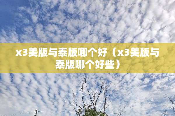 x3美版与泰版哪个好（x3美版与泰版哪个好些）