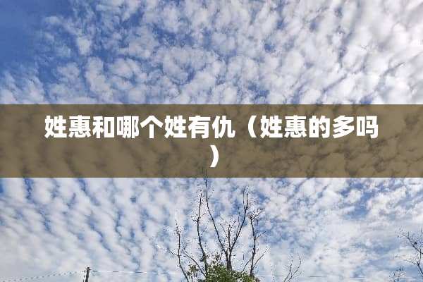 姓惠和哪个姓有仇（姓惠的多吗）