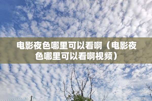 电影夜色哪里可以看啊（电影夜色哪里可以看啊视频）