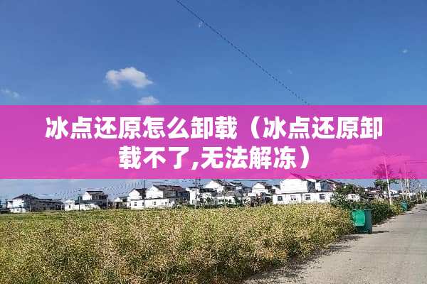 冰点还原怎么卸载（冰点还原卸载不了,无法解冻）