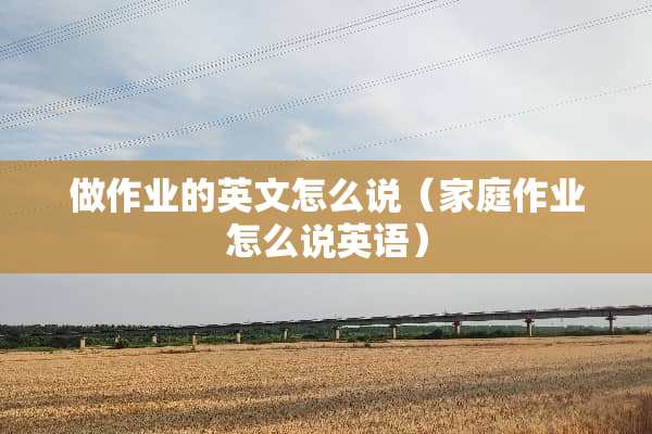做作业的英文怎么说（家庭作业怎么说英语）
