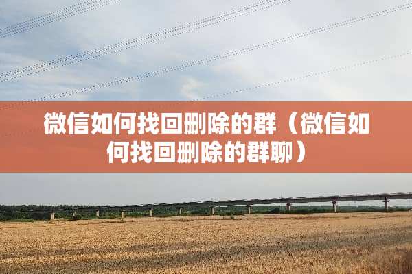 微信如何找回删除的群（微信如何找回删除的群聊）