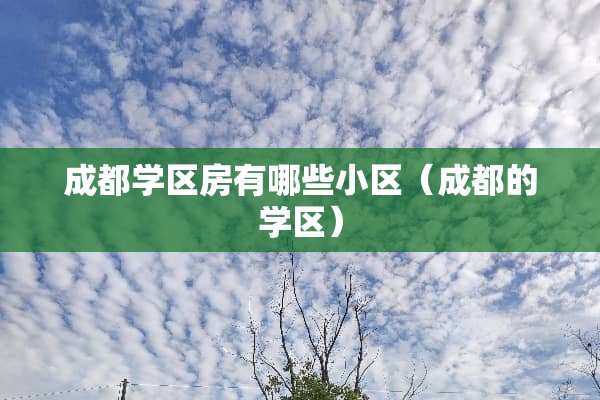 成都学区房有哪些小区（成都的学区）