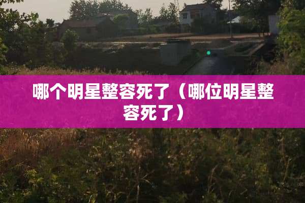 哪个明星整容死了（哪位明星整容死了）