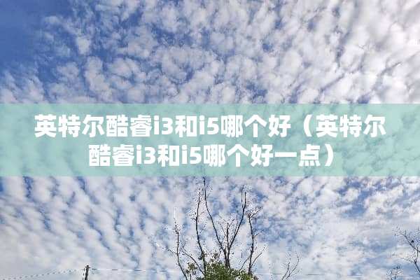 英特尔酷睿i3和i5哪个好（英特尔酷睿i3和i5哪个好一点）