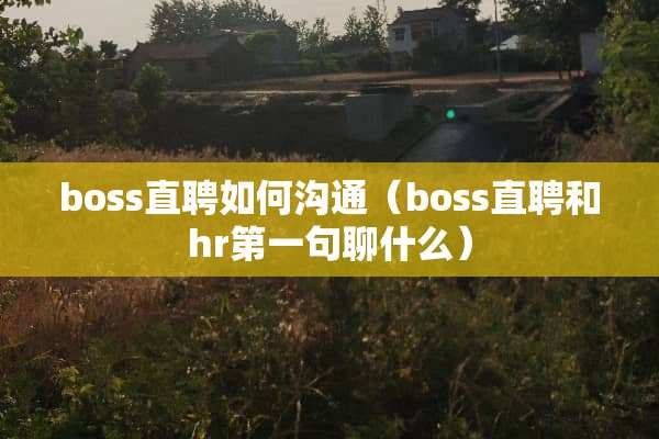 boss直聘如何沟通（boss直聘和hr第一句聊什么）