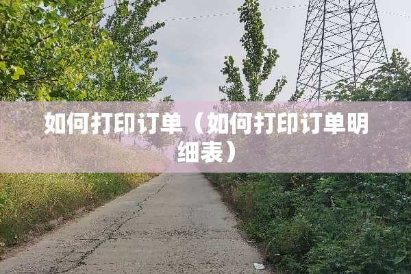 如何打印订单（如何打印订单明细表）