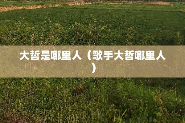 大哲是哪里人（歌手大哲哪里人）