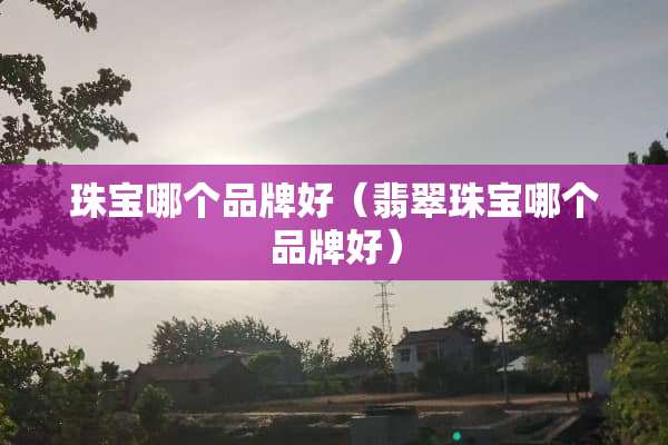 珠宝哪个品牌好（翡翠珠宝哪个品牌好）