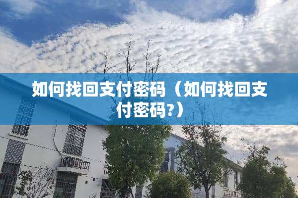 如何找回支付密码（如何找回支付密码?）