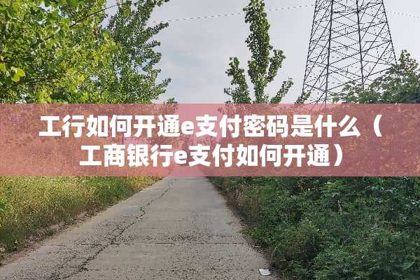 工行如何开通e支付密码是什么（工商银行e支付如何开通）