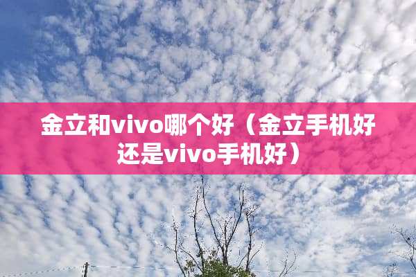 金立和vivo哪个好（金立手机好还是vivo手机好）